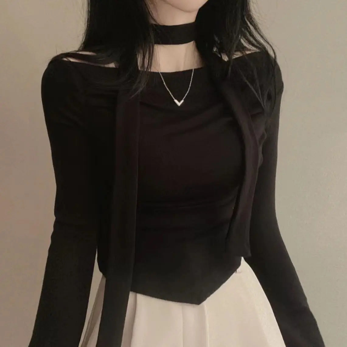 Asymmetric Scarf Pleated Top - Livellia