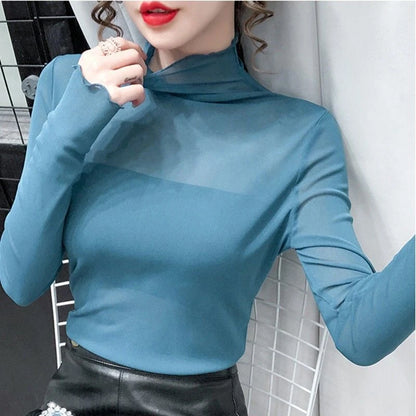 Mesh Roll Neck Top - Livellia