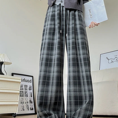 Plaid Chic High-Waist Trousers - Livellia