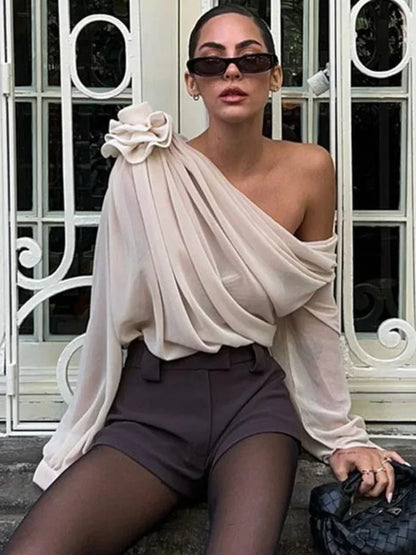 Elegant Corset Flower Blouse - Livellia
