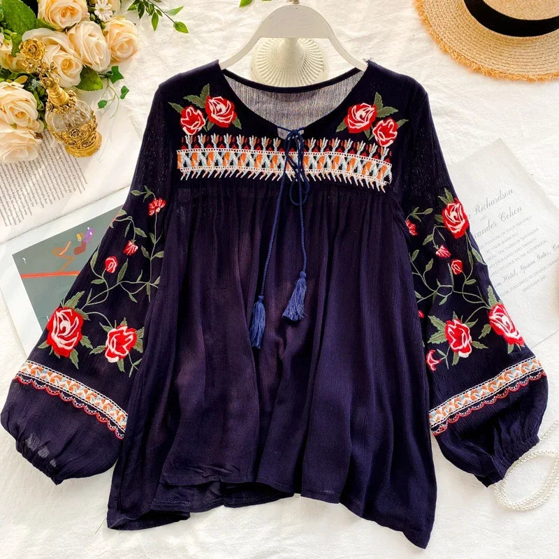 Boho Embroidered Blouse - Livellia