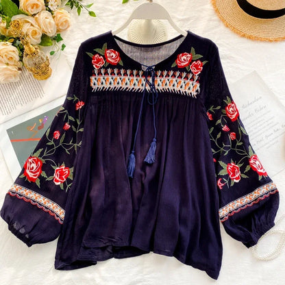 Boho Embroidered Blouse - Livellia
