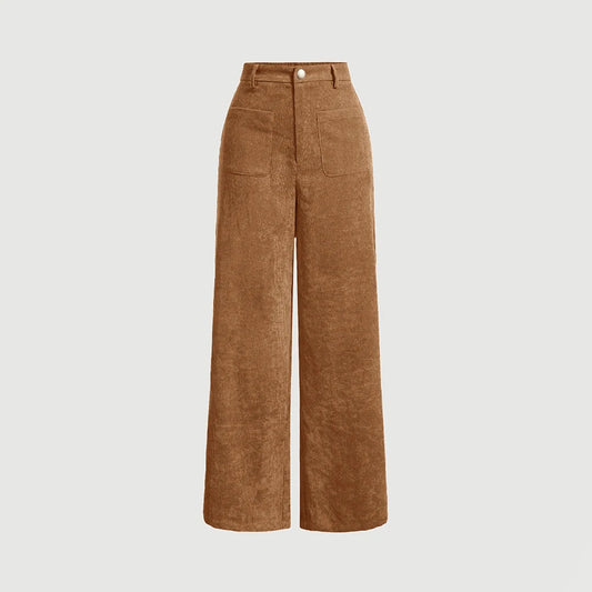 Mia Muse Women's High Waist Casual Pants Retro Vintage Pocket Full Length All Season Multi-Occasion Trousers