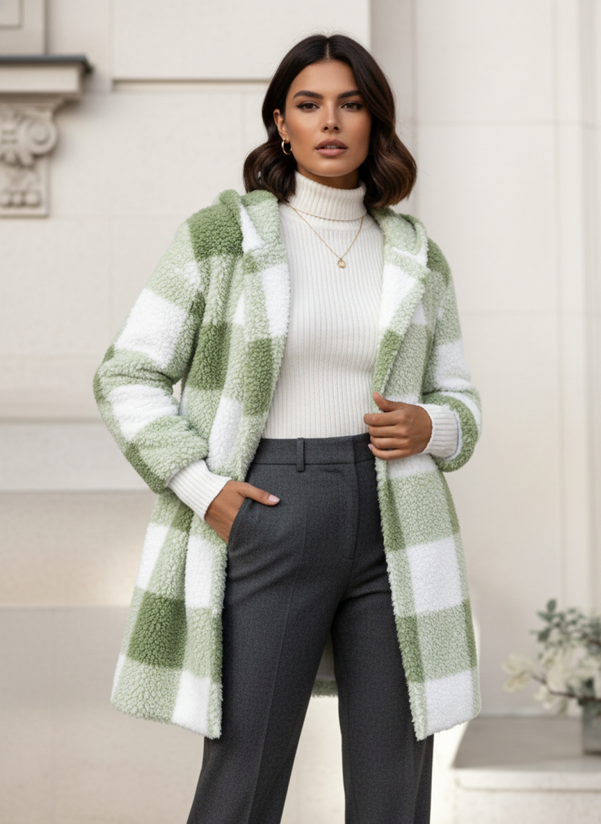 Loose Plaid Sweater Cardigan